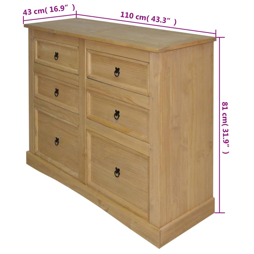 Sideboard Mexiko-Stil Kiefernholz 110x43x81 cm