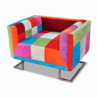 Thumbnail for Würfel-Sessel mit Verchromten Beinen Patchwork-Design Stoff