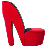 Thumbnail for Stuhl in Stöckelschuh-Form Rot Samt