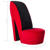 Thumbnail for Stuhl in Stöckelschuh-Form Rot Samt