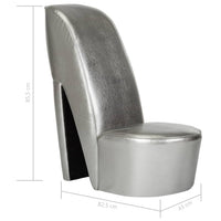 Thumbnail for Stuhl in Stöckelschuh-Form Silbern Kunstleder