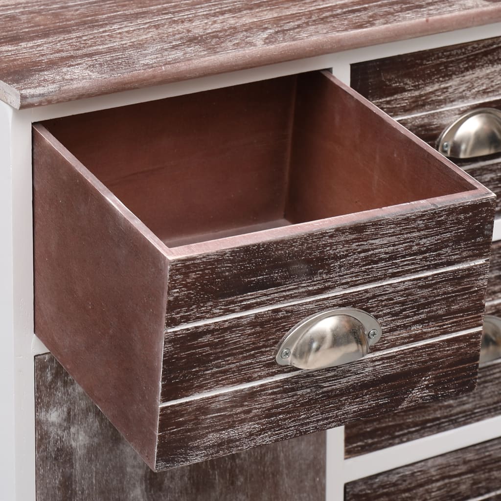 Sideboard mit 10 Schubladen Braun 113x30x79 cm Holz