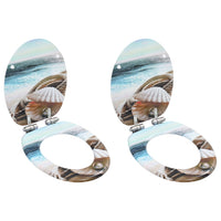 Thumbnail for Toilettensitze 2 Stk. mit Soft-Close-Deckel MDF Muschel-Design