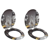 Thumbnail for Toilettensitze 2 Stk. mit Soft-Close-Deckel MDF New York-Design