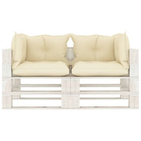 Thumbnail for Garten-Palettensofa 2-Sitzer mit Creme-Kissen Holz
