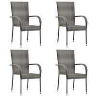 Thumbnail for Gartenstühle Stapelbar 4 Stk. Grau Poly Rattan