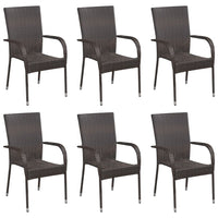 Thumbnail for Stapelbare Gartenstühle 6 Stk. Poly Rattan Braun