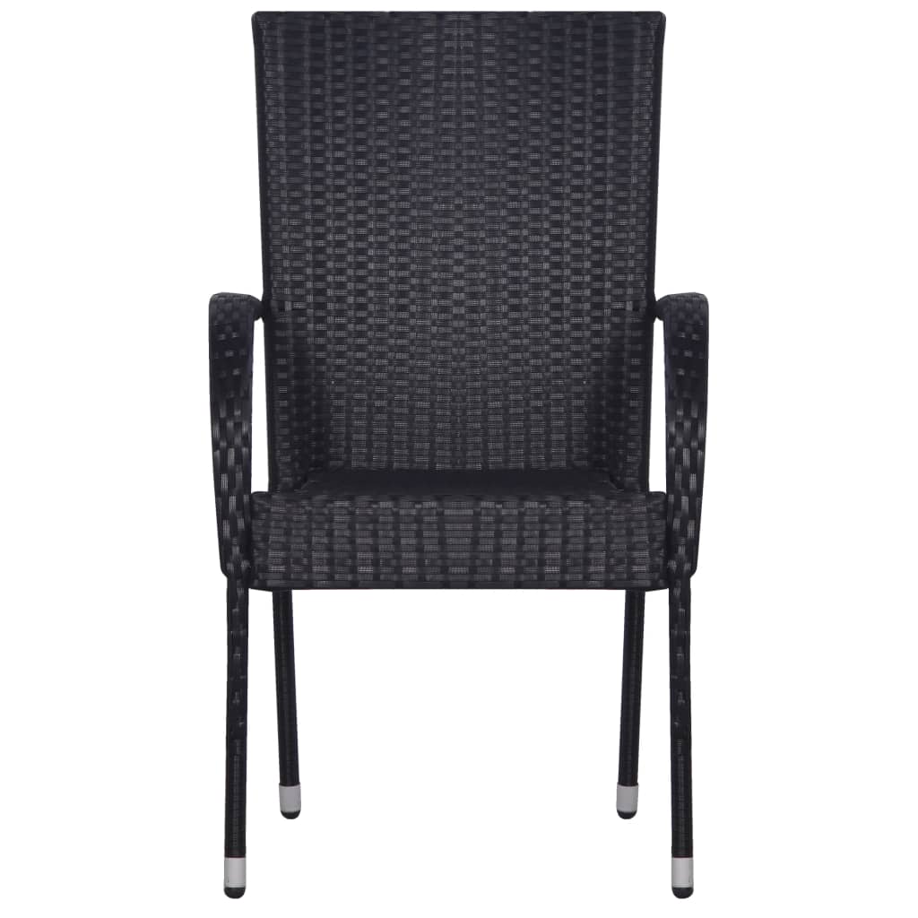 Stapelbare Gartenstühle 6 Stk. Poly Rattan Schwarz