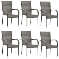Thumbnail for Gartenstühle Stapelbar 6 Stk. Grau Poly Rattan