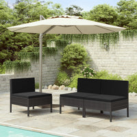 Thumbnail for Gartenstühle 3 Stk. mit Auflagen Poly Rattan Schwarz