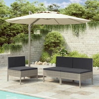 Thumbnail for Gartenstühle 3 Stk. mit Auflagen Poly Rattan Grau