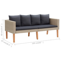 Thumbnail for 2-Sitzer-Gartensofa mit Auflagen Poly Rattan Beige