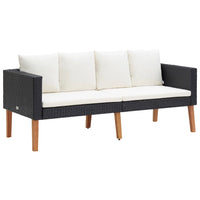 Thumbnail for 2-Sitzer-Gartensofa mit Auflagen Poly Rattan Schwarz