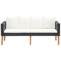 Thumbnail for 2-Sitzer-Gartensofa mit Auflagen Poly Rattan Schwarz