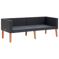 Thumbnail for 2-Sitzer-Gartensofa mit Auflagen Poly Rattan Schwarz