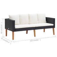 Thumbnail for 2-Sitzer-Gartensofa mit Auflagen Poly Rattan Schwarz