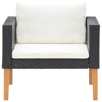 Thumbnail for 1-Sitzer-Gartensofa mit Auflagen Poly Rattan Schwarz
