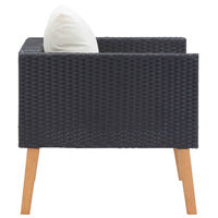 Thumbnail for 1-Sitzer-Gartensofa mit Auflagen Poly Rattan Schwarz
