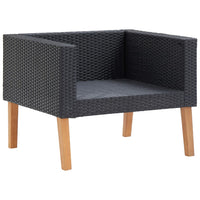 Thumbnail for 1-Sitzer-Gartensofa mit Auflagen Poly Rattan Schwarz