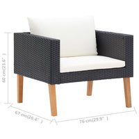 Thumbnail for 1-Sitzer-Gartensofa mit Auflagen Poly Rattan Schwarz