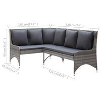 Thumbnail for Garten-Ecksofas 2 Stk. Poly Rattan Grau