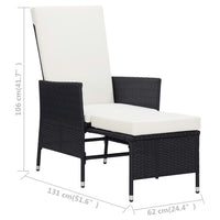Thumbnail for Garten-Liegestuhl mit Auflagen Poly Rattan Schwarz