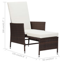 Thumbnail for Garten-Liegestuhl mit Auflagen Poly Rattan Braun