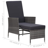 Thumbnail for Garten-Liegestuhl mit Auflagen Poly Rattan Grau