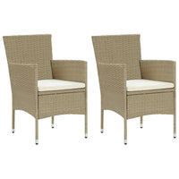 Thumbnail for Garten-Essstühle 2 Stk. Poly Rattan Beige