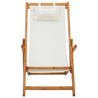 Thumbnail for Klappbarer Strandstuhl Eukalyptus Massivholz und Stoff Creme