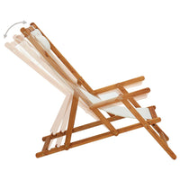 Thumbnail for Klappbarer Strandstuhl Eukalyptus Massivholz und Stoff Creme