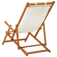 Thumbnail for Klappbarer Strandstuhl Eukalyptus Massivholz und Stoff Creme