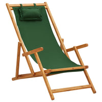 Thumbnail for Strandstuhl Klappbar Massivholz Eukalyptus und Stoff Grün