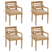 Thumbnail for Batavia-Stühle mit Kissen 4 Stk. Massivholz Teak