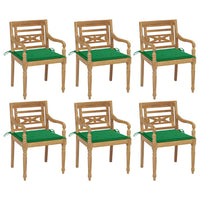 Thumbnail for Batavia-Stühle mit Kissen 6 Stk. Massivholz Teak