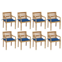 Thumbnail for Batavia-Stühle mit Kissen 8 Stk. Massivholz Teak