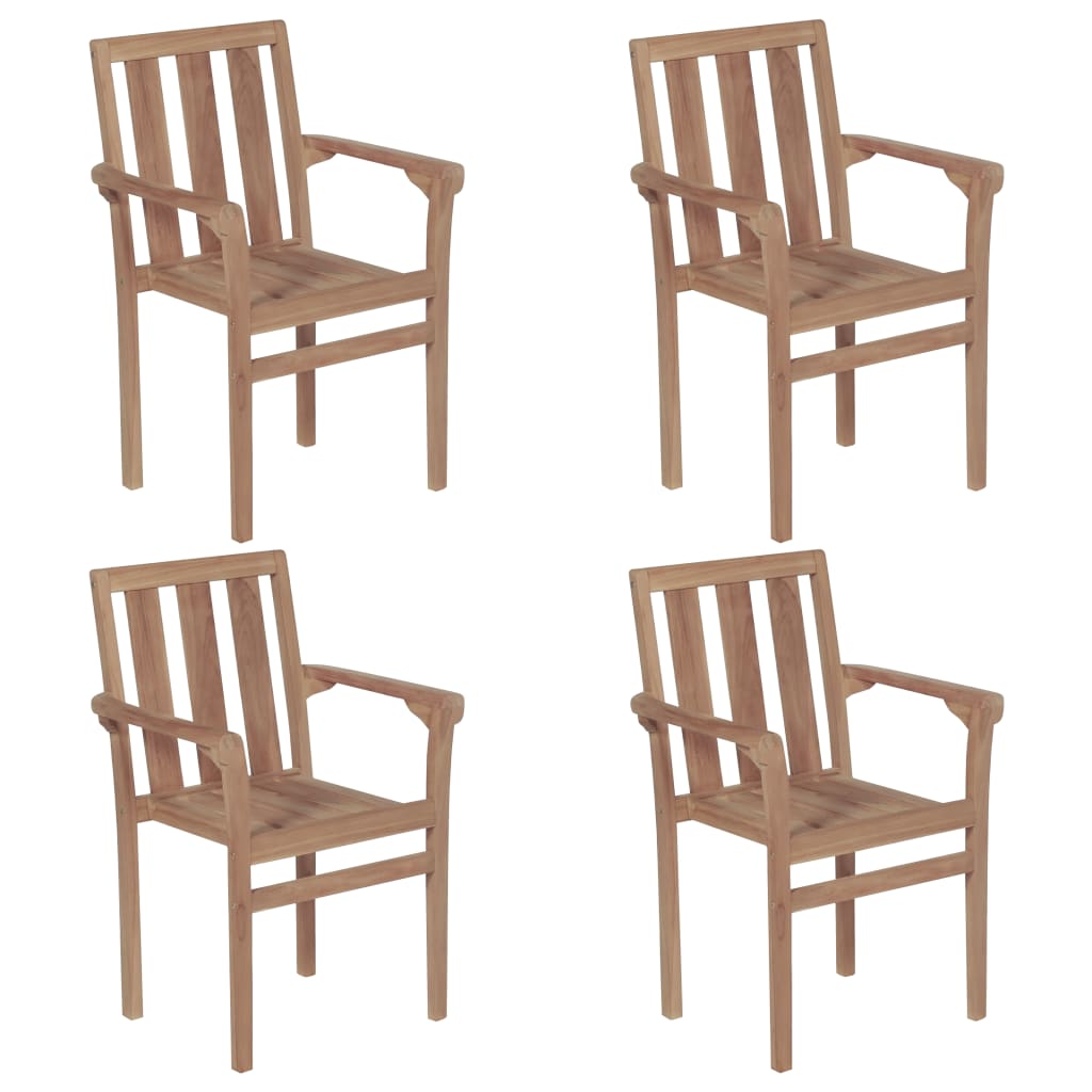 Stapelbare Gartenstühle 4 Stk. Massivholz Teak