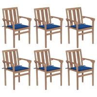 Thumbnail for Stapelbare Gartenstühle mit Kissen 6 Stk. Massivholz Teak