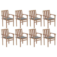 Thumbnail for Stapelbare Gartenstühle mit Kissen 8 Stk. Massivholz Teak