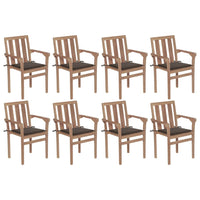 Thumbnail for Stapelbare Gartenstühle mit Kissen 8 Stk. Massivholz Teak