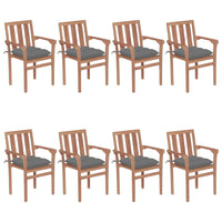 Thumbnail for Stapelbare Gartenstühle mit Kissen 8 Stk. Massivholz Teak