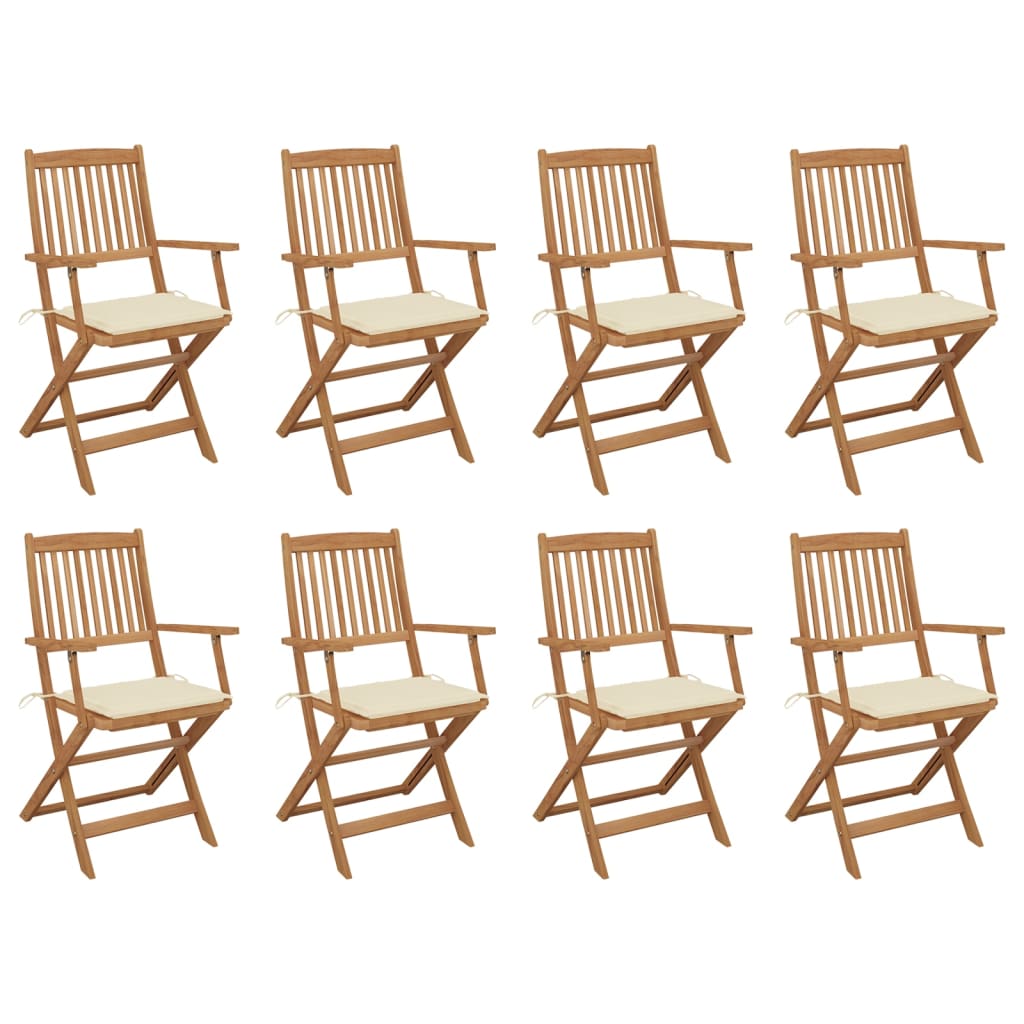 Klappbare Gartenstühle mit Kissen 8 Stk. Massivholz Akazie