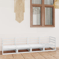 Thumbnail for Outdoor-Sofa 4-Sitzer Weiß Massivholz Kiefer
