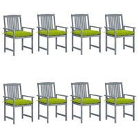 Thumbnail for Gartenstühle mit Kissen 8 Stk. Massivholz Akazie Grau