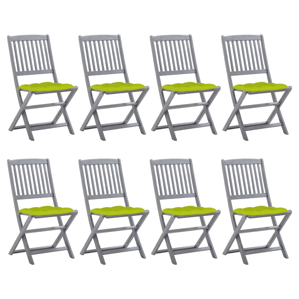 Klappbare Gartenstühle 8 Stk. mit Kissen Massivholz Akazie