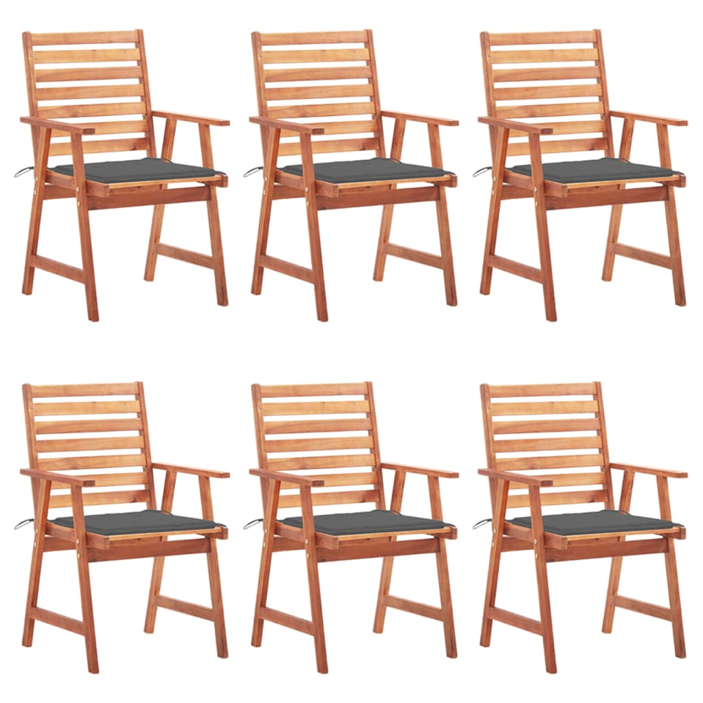 Garten-Essstühle 6 Stk. mit Kissen Massivholz Akazie