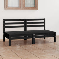 Thumbnail for 2-Sitzer-Gartensofa Schwarz Kiefer Massivholz