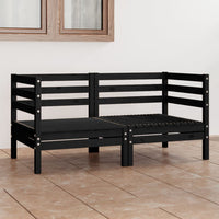Thumbnail for 2-Sitzer-Gartensofa Schwarz Kiefer Massivholz