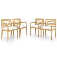 Thumbnail for Batavia-Stühle 4 Stk. mit Kissen Massivholz Teak