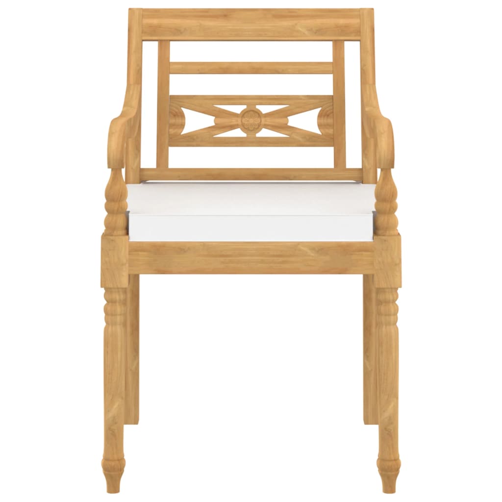 Batavia-Stühle 4 Stk. mit Kissen Massivholz Teak